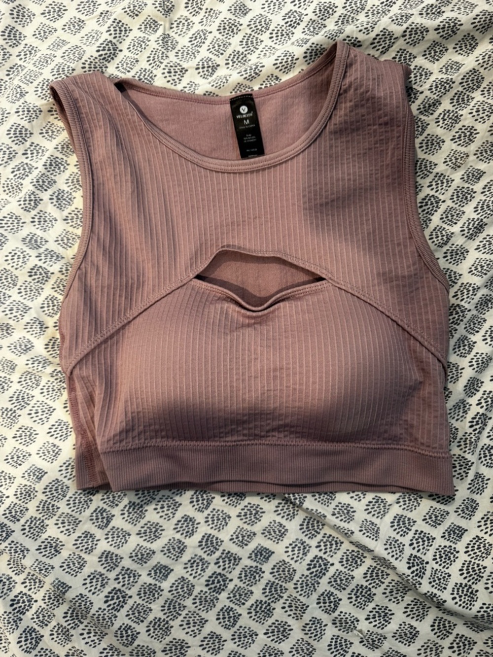 Velocity Mauve Ribbed Scoop Neck Crop Tank